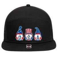 Cute USA American Gnomes 7 Panel Mesh Trucker Snapback Hat