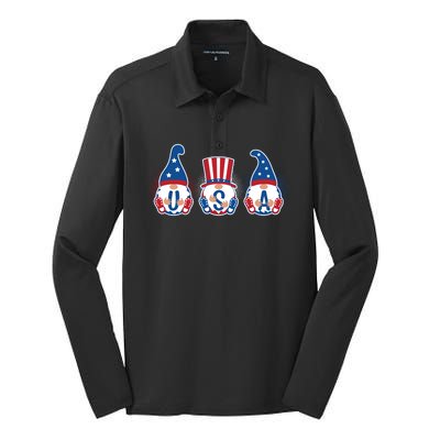 Cute USA American Gnomes Silk Touch Performance Long Sleeve Polo