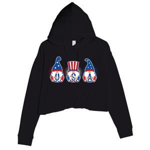 Cute USA American Gnomes Crop Fleece Hoodie