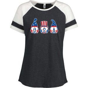 Cute USA American Gnomes Enza Ladies Jersey Colorblock Tee