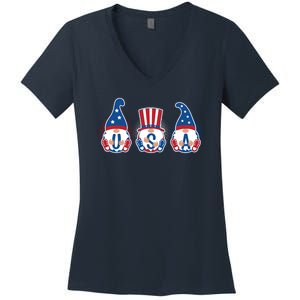 Cute USA American Gnomes Women's V-Neck T-Shirt