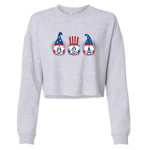 Cute USA American Gnomes Cropped Pullover Crew