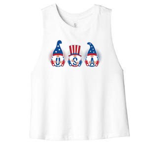 Cute USA American Gnomes Women's Racerback Cropped Tank