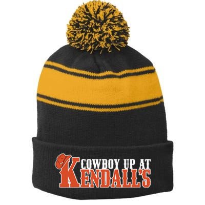 Cowboy Up At KendallS Stripe Pom Pom Beanie