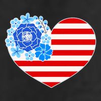 Cute USA American Flag Flower Heart 7 Panel Mesh Trucker Snapback Hat