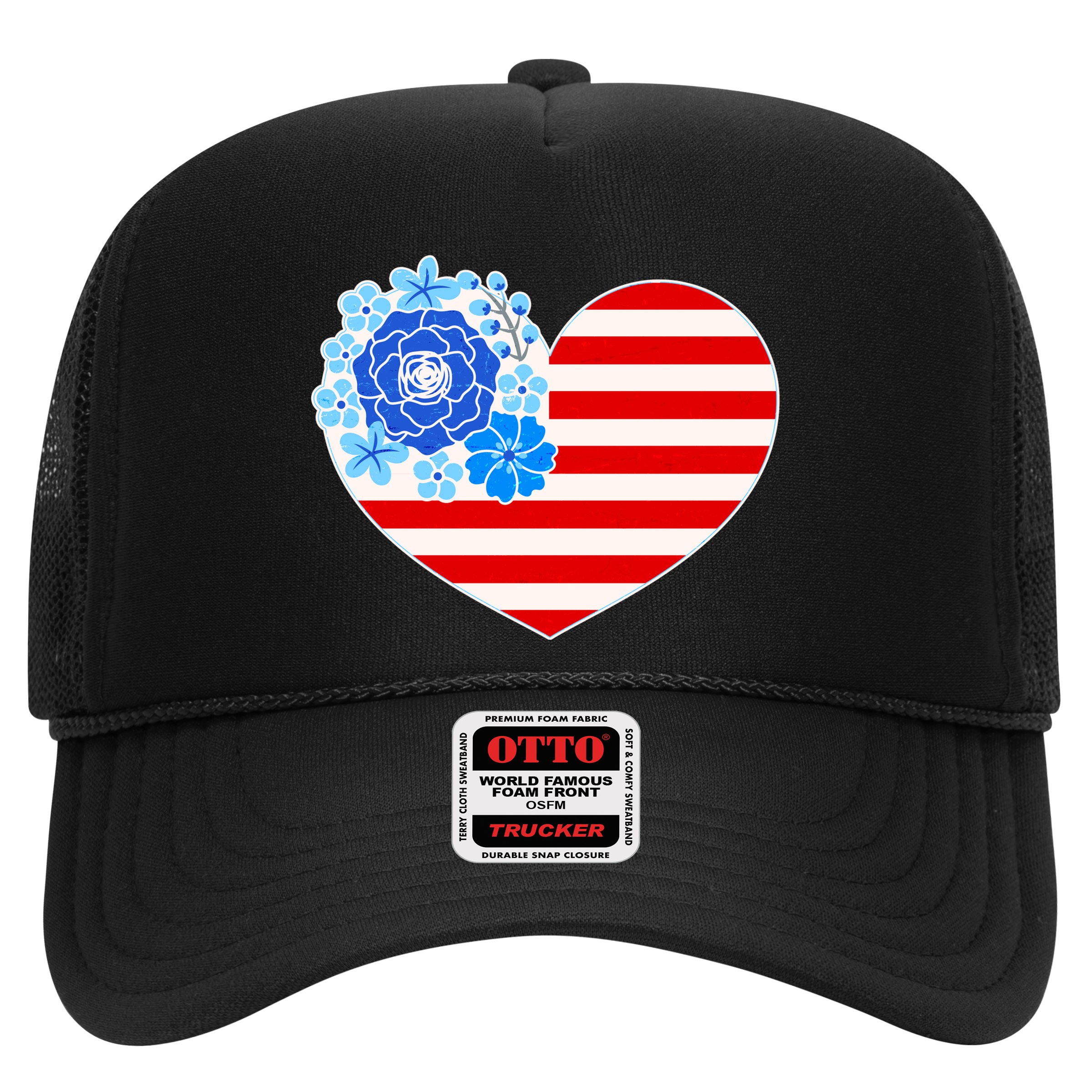 Cute USA American Flag Flower Heart Hat