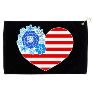 Cute USA American Flag Flower Heart Grommeted Golf Towel