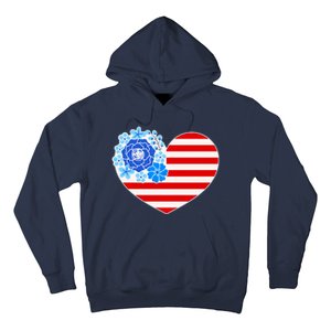 Cute USA American Flag Flower Heart Hoodie