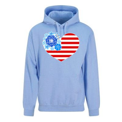 Cute USA American Flag Flower Heart Unisex Surf Hoodie