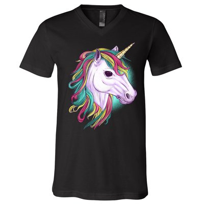 Colorful Unicorn Art Drawing V-Neck T-Shirt