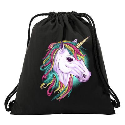 Colorful Unicorn Art Drawing Drawstring Bag