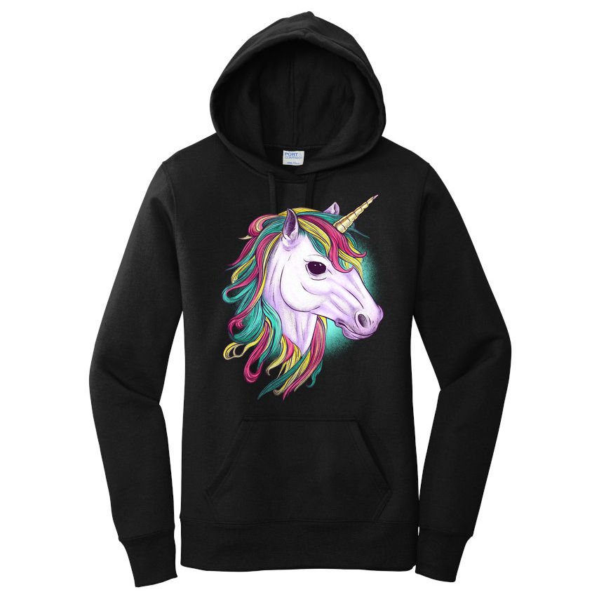 Colorful Unicorn Art Drawing Women's Pullover Hoodie