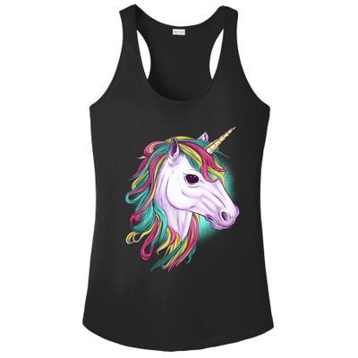 Colorful Unicorn Art Drawing Ladies PosiCharge Competitor Racerback Tank