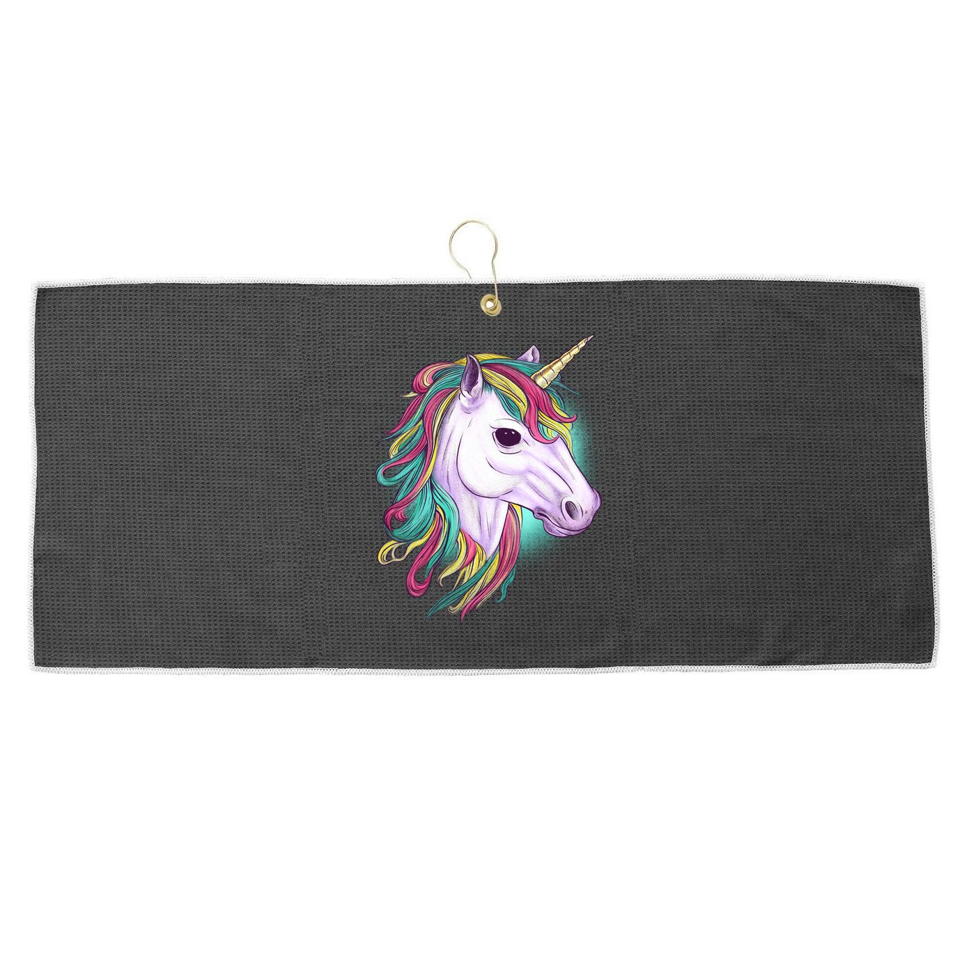 Colorful Unicorn Art Drawing Large Microfiber Waffle Golf Towel