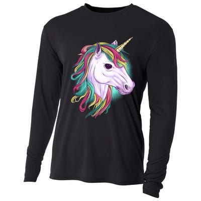 Colorful Unicorn Art Drawing Cooling Performance Long Sleeve Crew