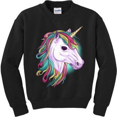 Colorful Unicorn Art Drawing Kids Sweatshirt