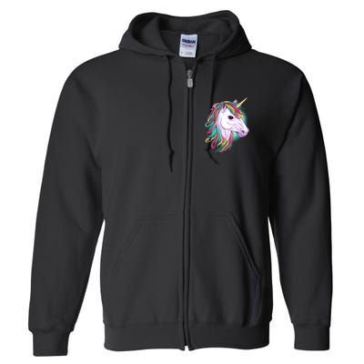 Colorful Unicorn Art Drawing Full Zip Hoodie