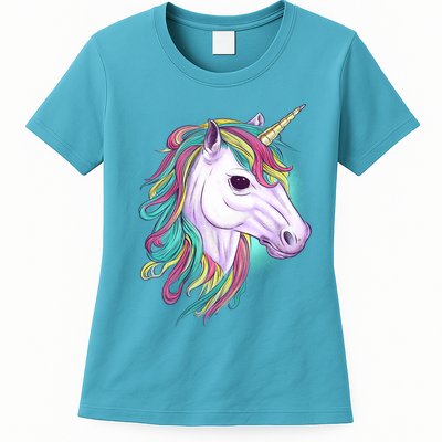 Colorful Unicorn Art Drawing Womens T-Shirt