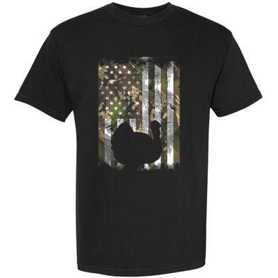 Camo US America Flag Turkey Day Hunting Thanksgiving Gift Garment-Dyed Heavyweight T-Shirt