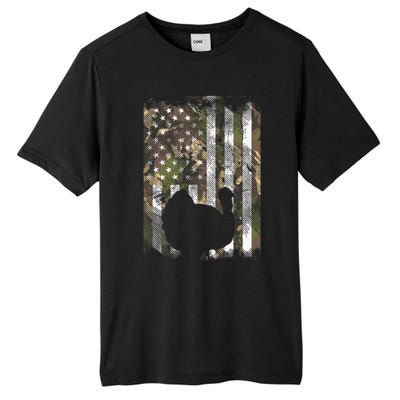 Camo US America Flag Turkey Day Hunting Thanksgiving Gift Tall Fusion ChromaSoft Performance T-Shirt