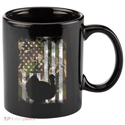 Camo US America Flag Turkey Day Hunting Thanksgiving Gift 11oz C Handle Ceramic Mug