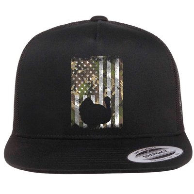 Camo US America Flag Turkey Day Hunting Thanksgiving Gift Flatbill Hat