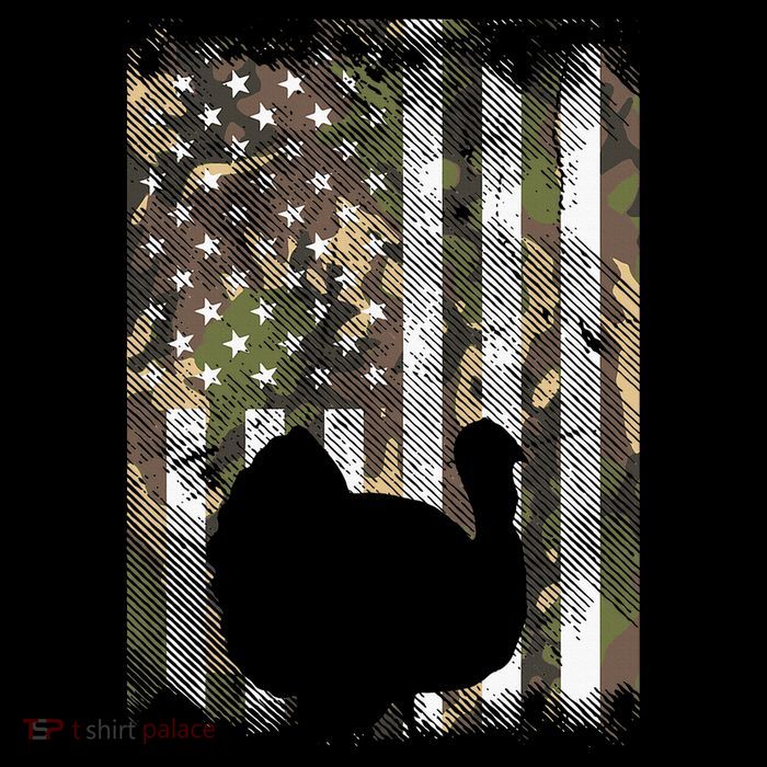 Camo US America Flag Turkey Day Hunting Thanksgiving Gift Flatbill Hat