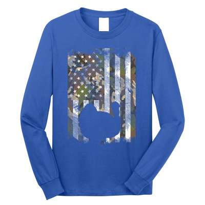 Camo US America Flag Turkey Day Hunting Thanksgiving Gift Long Sleeve Shirt