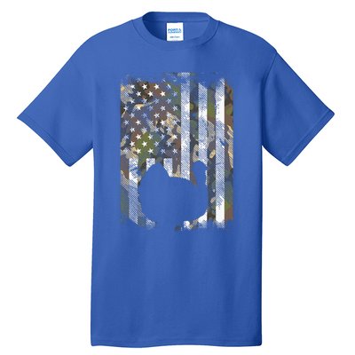 Camo US America Flag Turkey Day Hunting Thanksgiving Gift Tall T-Shirt