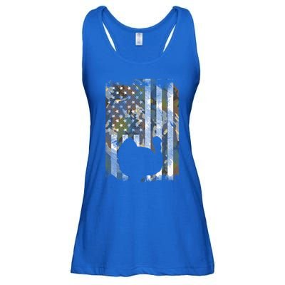 Camo US America Flag Turkey Day Hunting Thanksgiving Gift Ladies Essential Flowy Tank