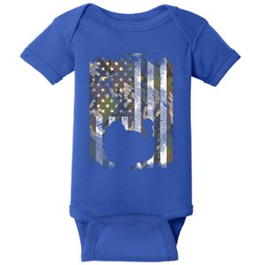 Camo US America Flag Turkey Day Hunting Thanksgiving Gift Baby Bodysuit