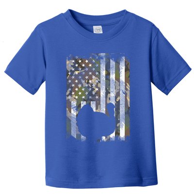 Camo US America Flag Turkey Day Hunting Thanksgiving Gift Toddler T-Shirt