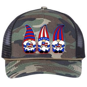 Cute USA American Flag Gnomes Retro Rope Trucker Hat Cap