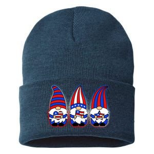 Cute USA American Flag Gnomes Sustainable Knit Beanie