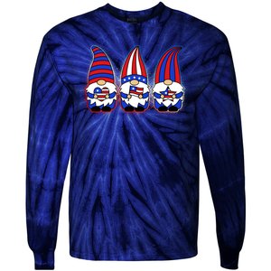 Cute USA American Flag Gnomes Tie-Dye Long Sleeve Shirt