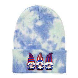 Cute USA American Flag Gnomes Tie Dye 12in Knit Beanie