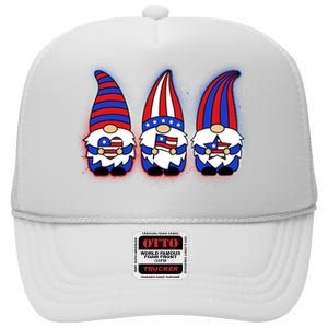 Cute USA American Flag Gnomes High Crown Mesh Back Trucker Hat