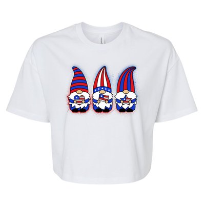 Cute USA American Flag Gnomes Bella+Canvas Jersey Crop Tee