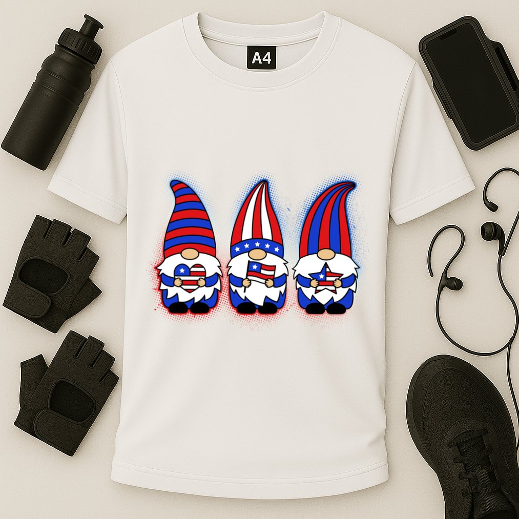 Cute USA American Flag Gnomes Cooling Performance Crew T-Shirt