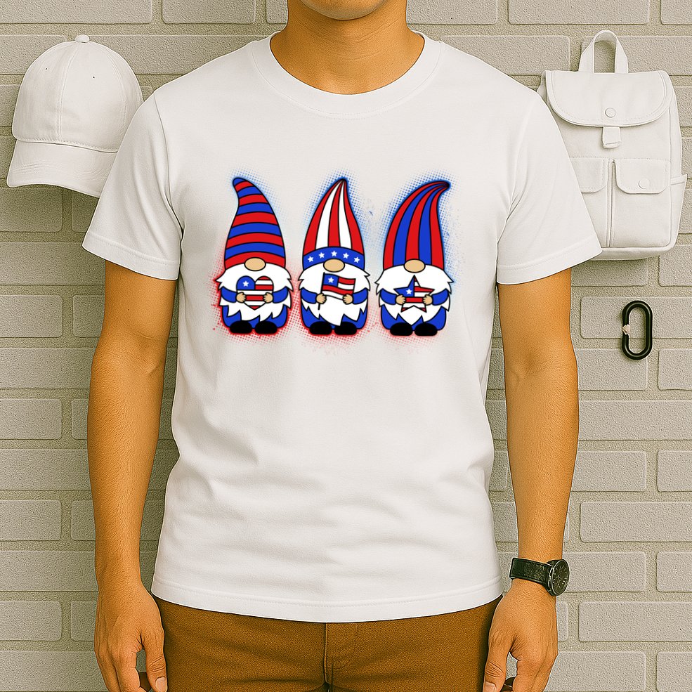 Cute USA American Flag Gnomes T-Shirt