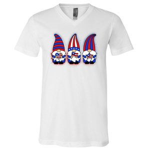 Cute USA American Flag Gnomes V-Neck T-Shirt