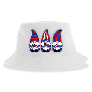 Cute USA American Flag Gnomes Sustainable Bucket Hat