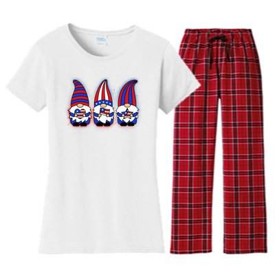 Cute USA American Flag Gnomes Women's Flannel Pajama Set