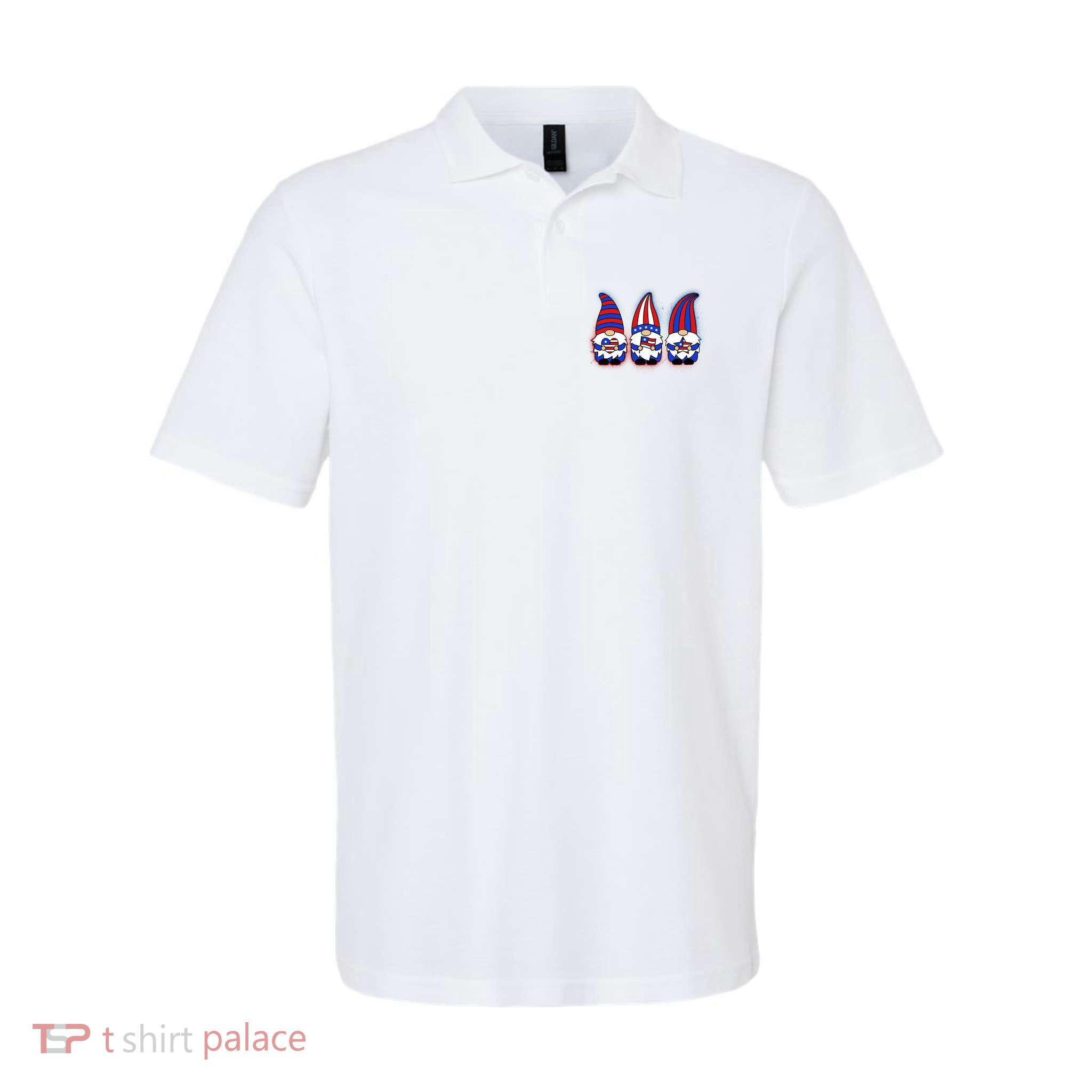 Cute USA American Flag Gnomes Polo