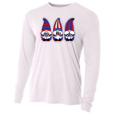 Cute USA American Flag Gnomes Cooling Performance Long Sleeve Crew