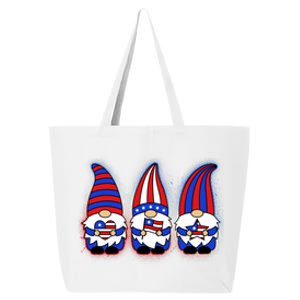 Cute USA American Flag Gnomes 25L Jumbo Tote