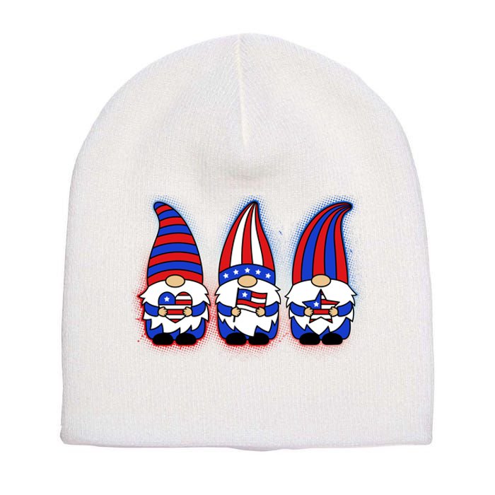 Cute USA American Flag Gnomes Short Acrylic Beanie