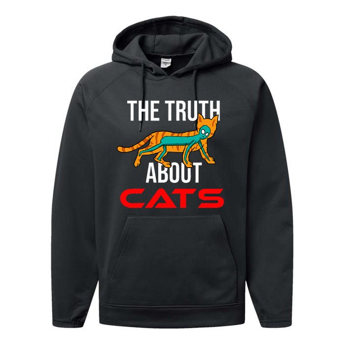 Cat Ufo Alien Strange Cool Space Flying Saucer Gift Idea Performance Fleece Hoodie