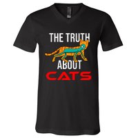 Cat Ufo Alien Strange Cool Space Flying Saucer Gift Idea V-Neck T-Shirt