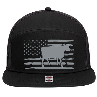 Cow Usa American Flag Funny Cow Lover Owner Cute Gift 7 Panel Mesh Trucker Snapback Hat